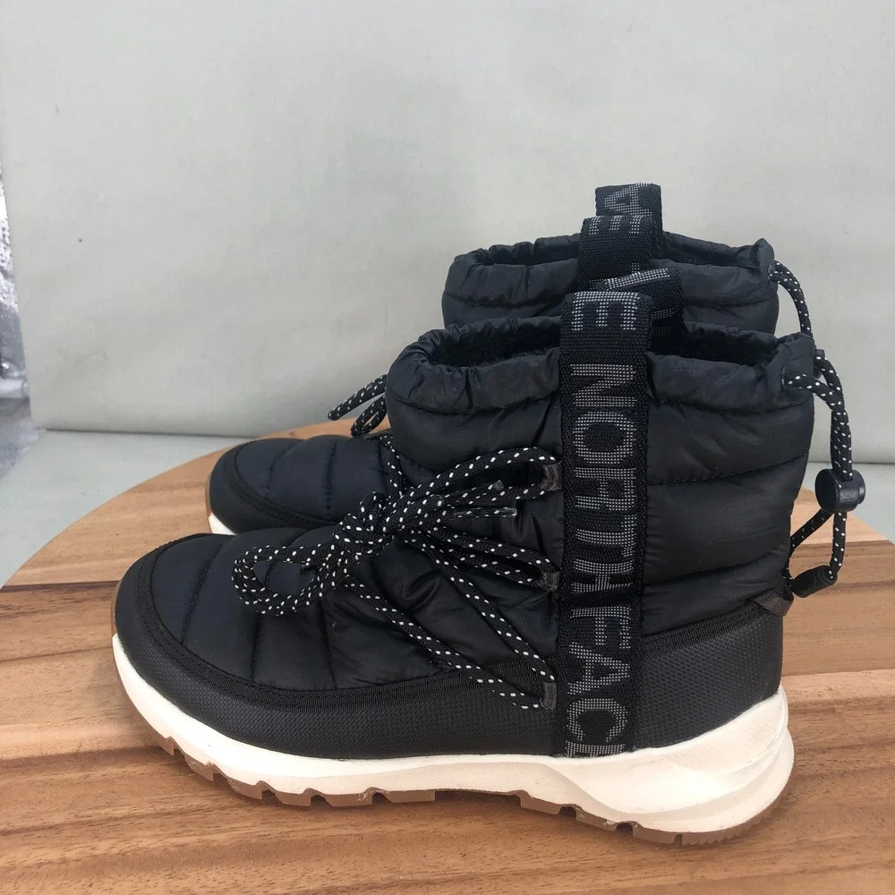 The North Face ThermoBall Lace Up Boots Black White Insulated Womens Size 7